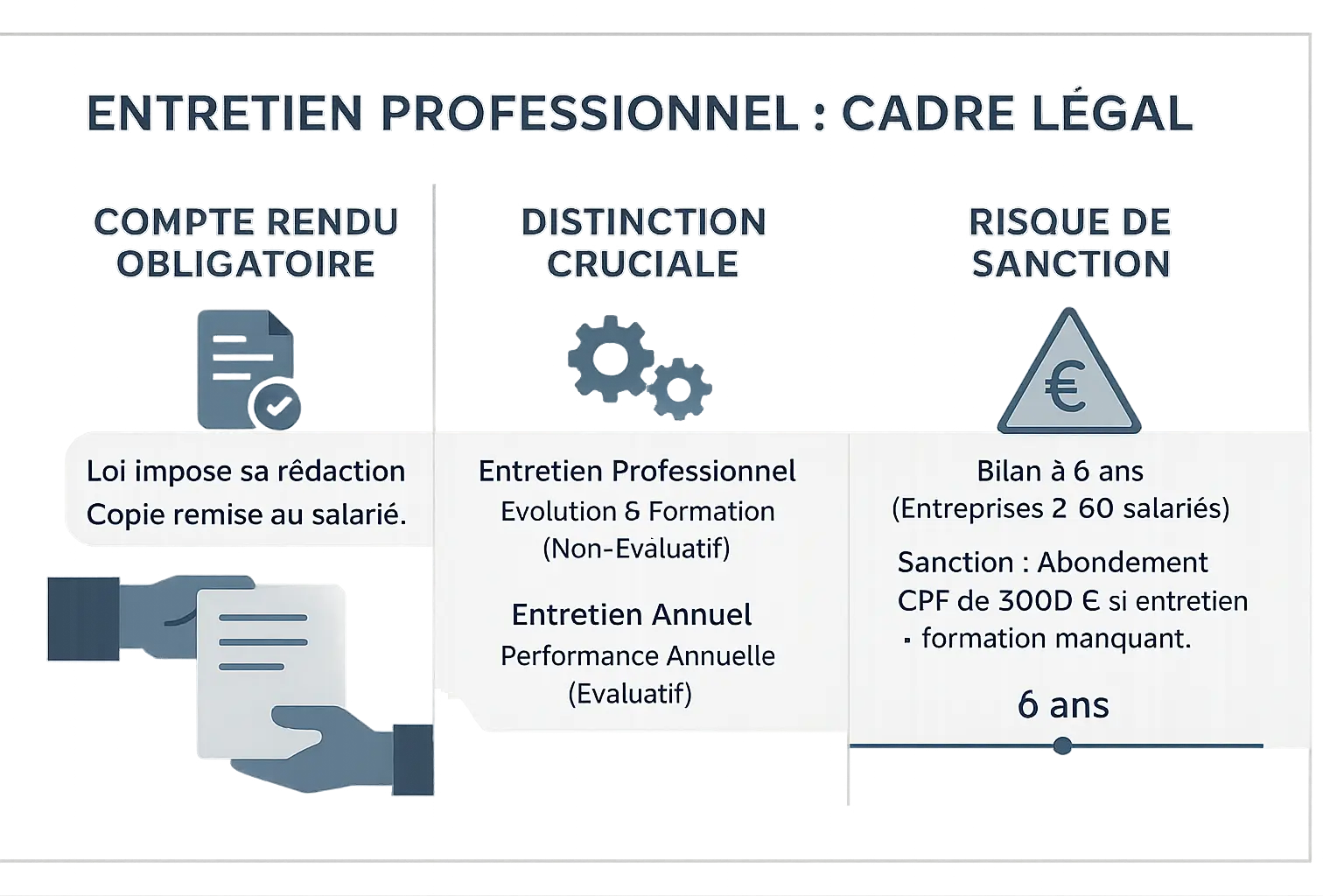 Illustration du cadre légal de l'entretien professionnel en France