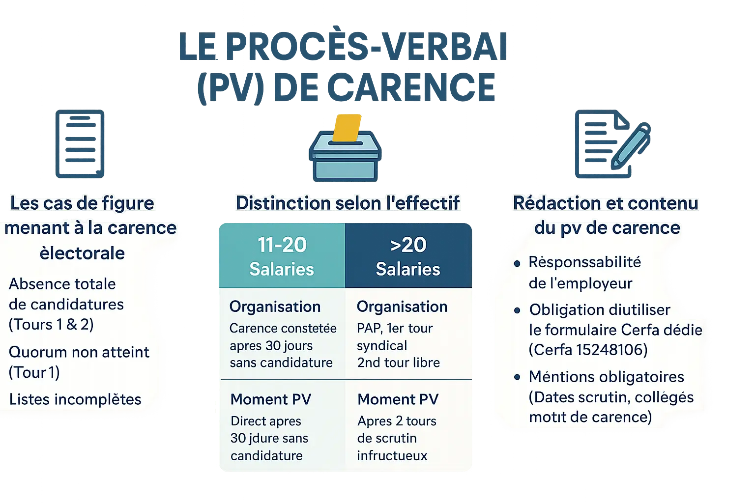 Illustration synthèse du procès-verbal de carence électorale