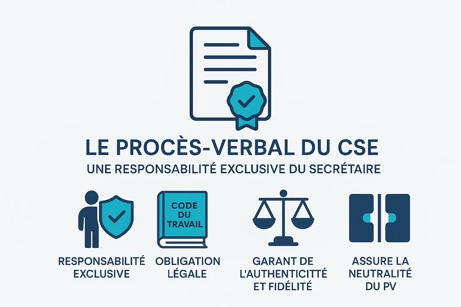 Schéma de la responsabilité exclusive du secrétaire pour le PV du CSE