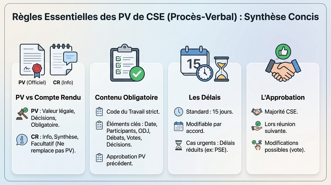 Règles essentielles et contenu obligatoire pour la rédaction d'un PV de CSE conforme
